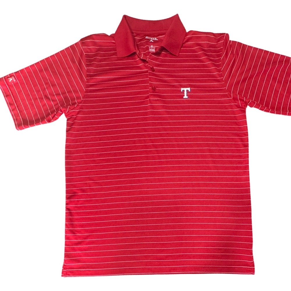 Antigua Texas Rangers‎ Polo Shirt Mens M MLB Embroidered Pinstripe Red Sporty